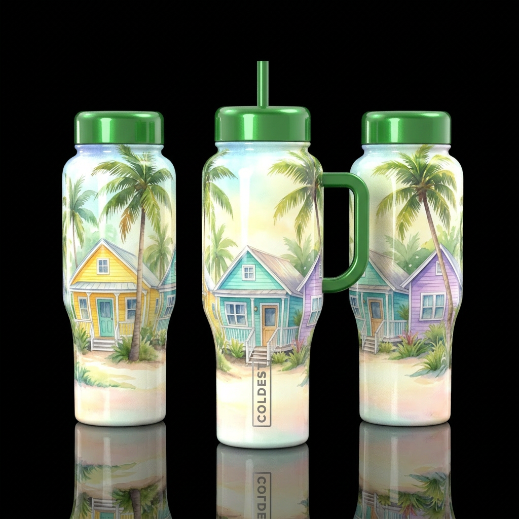 Cottages on the Beach water bottle design