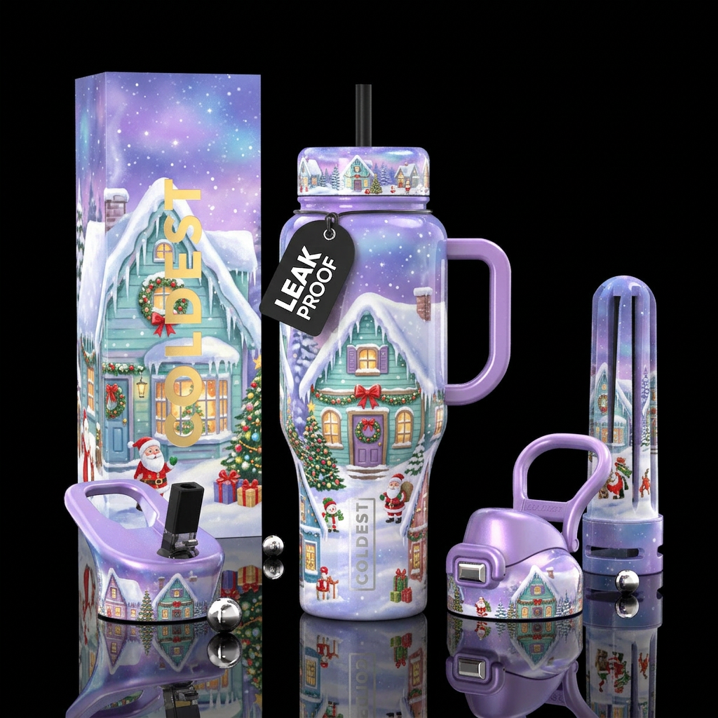 Merry Mint Cottage water bottle design