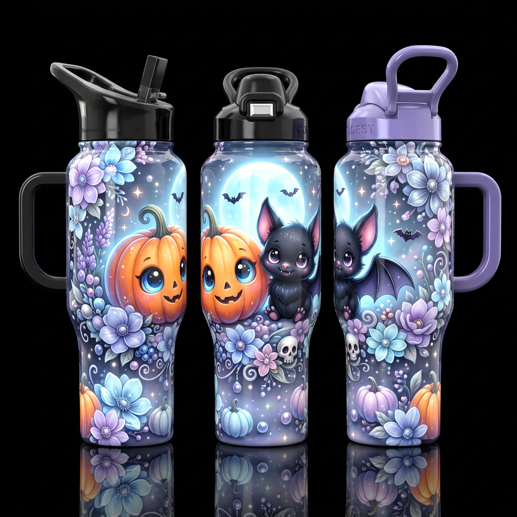 Baby Halloweenees water bottle design