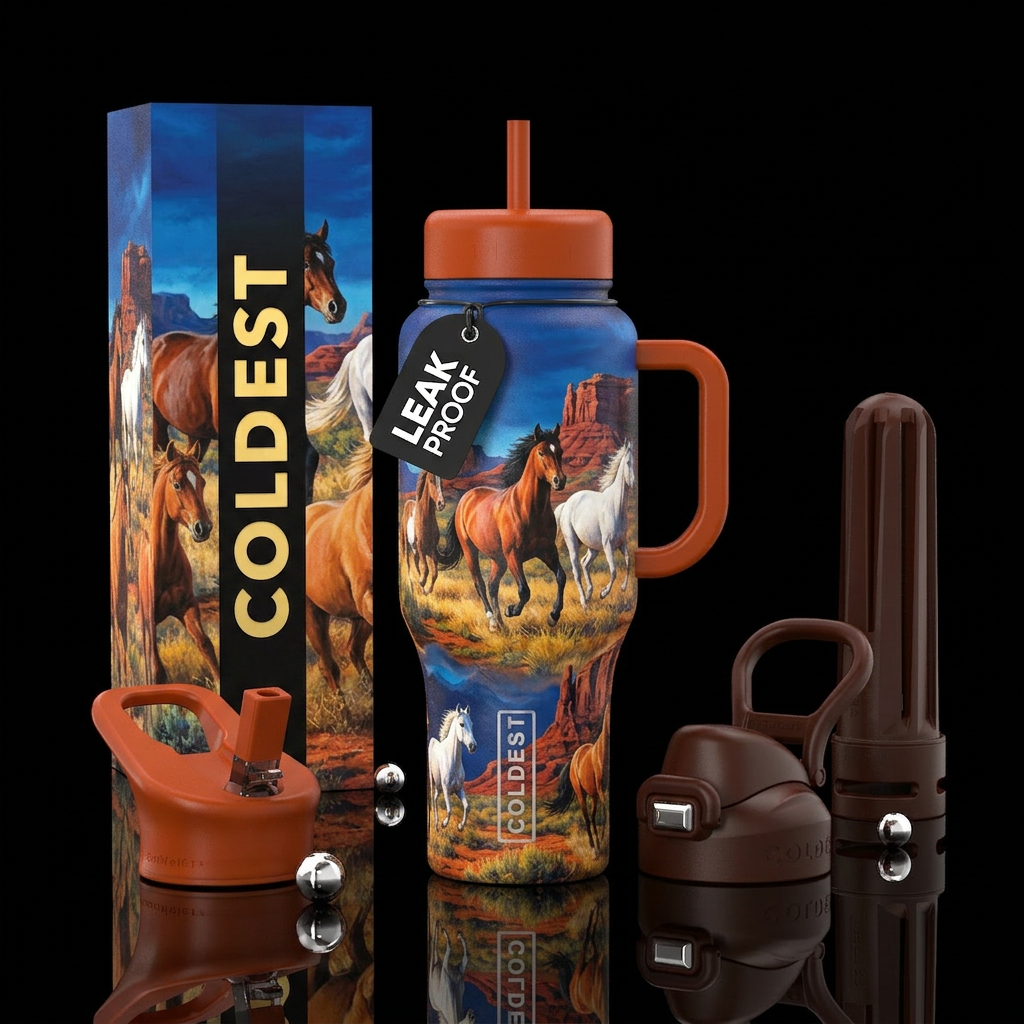 Wild mustang water bottle design