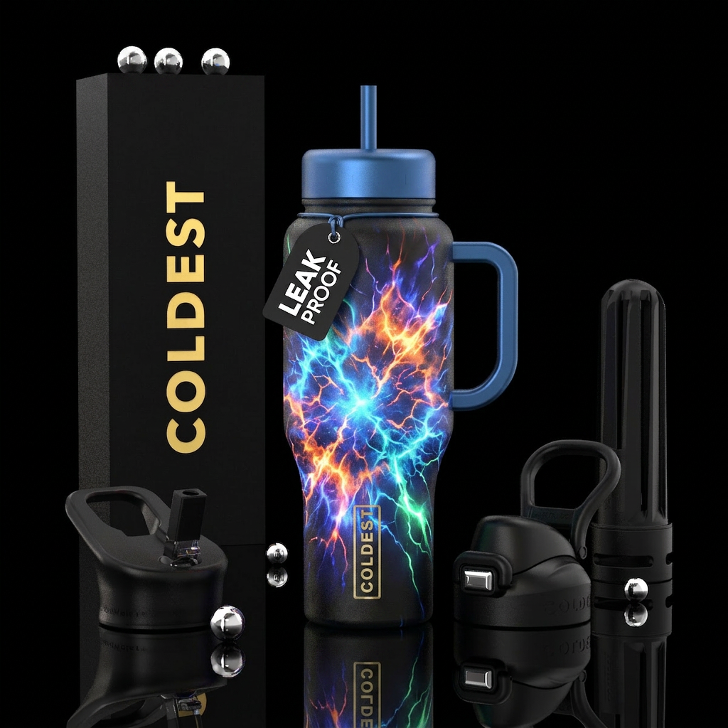 Glowing blast water bottle design