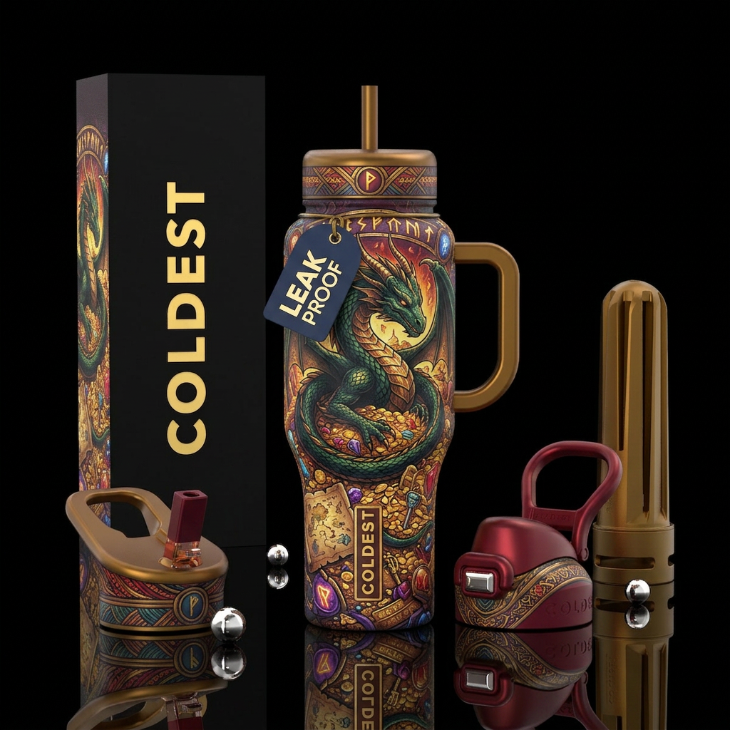 The Dragon's Treasure water bottle design