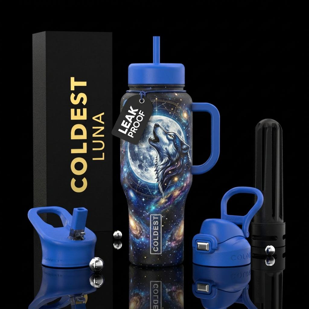 Luna wolf water bottle design