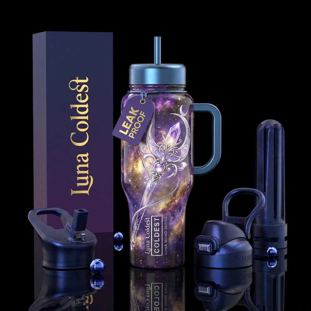 Luna magical wand water bottle design