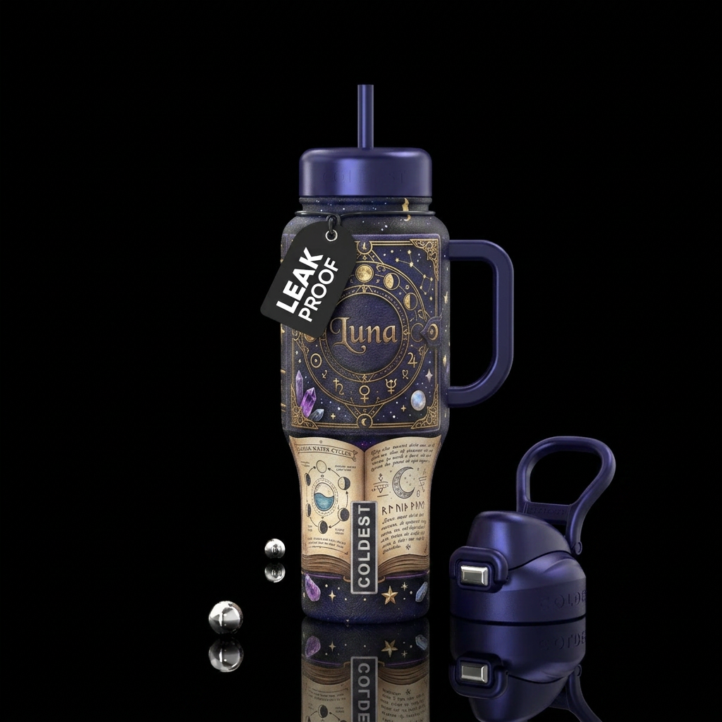 Luna magic book water bottle design