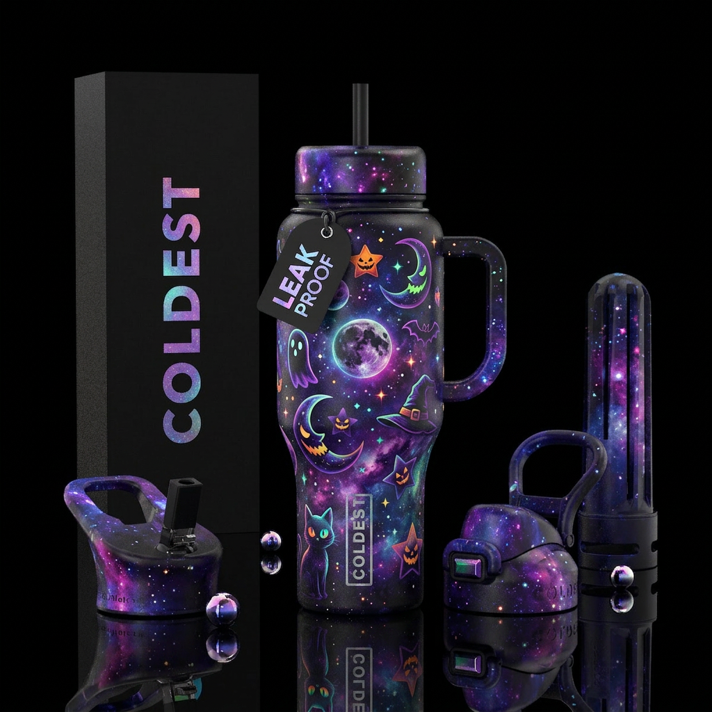 Luna Halloween spooky water bottle design