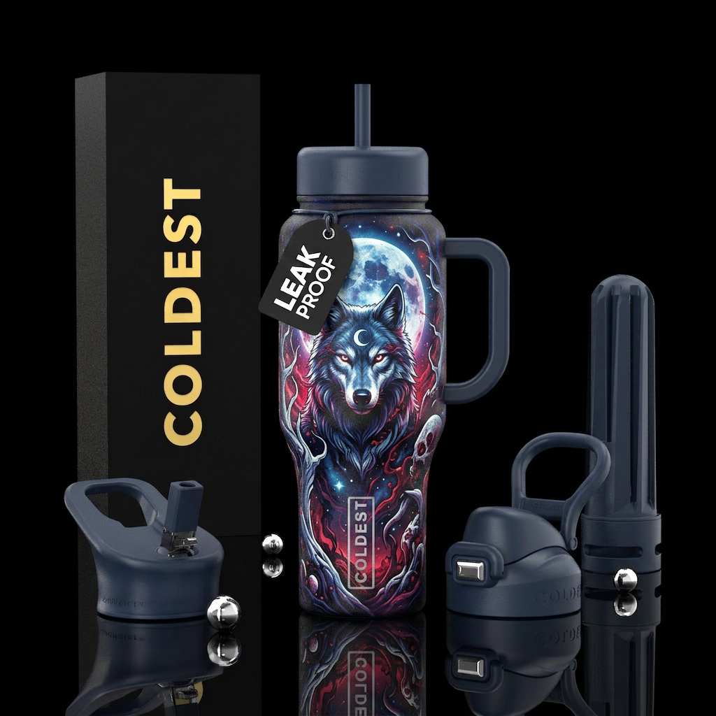 Luna horror wolf water bottle design
