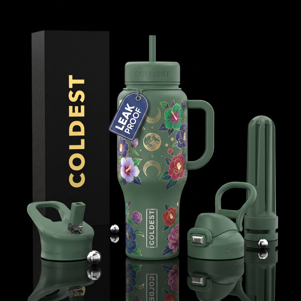 Luna Korean flowers water bottle design