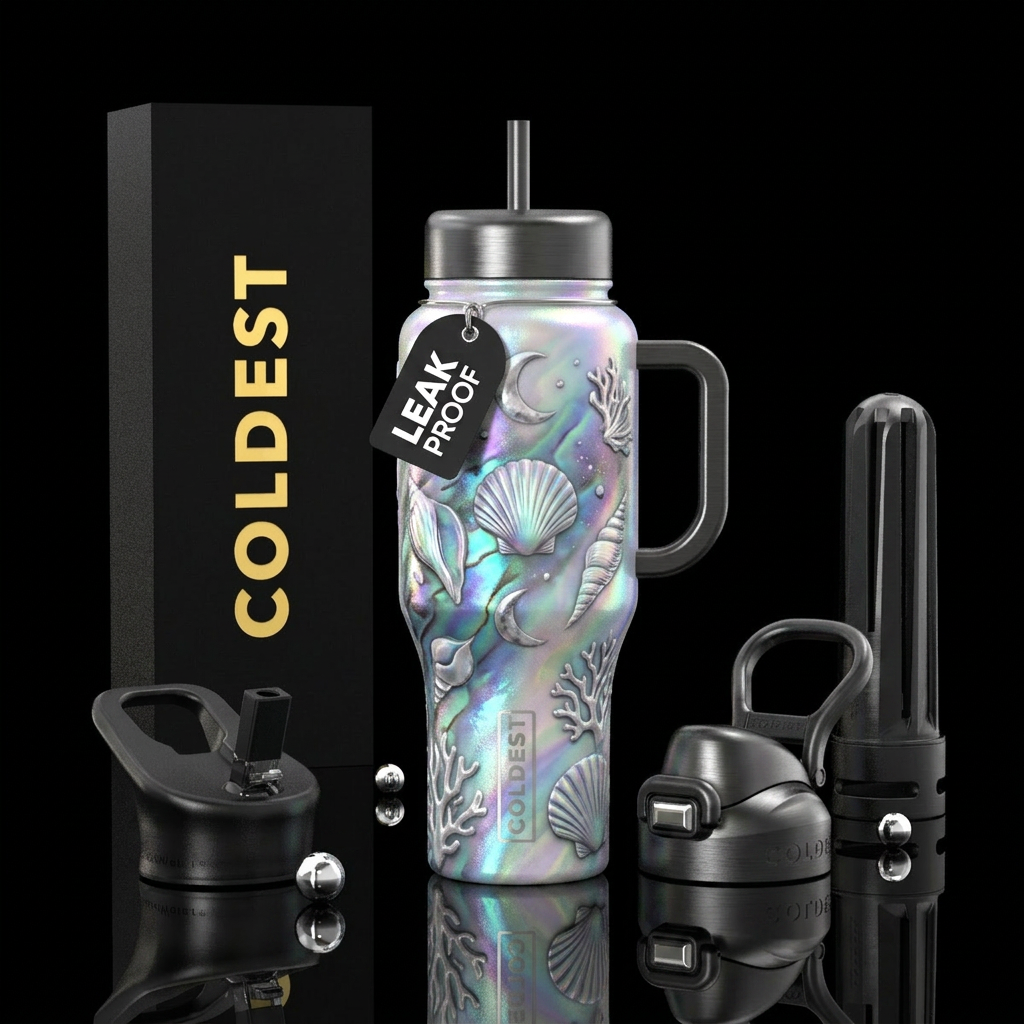 luna beach shell water bottle design