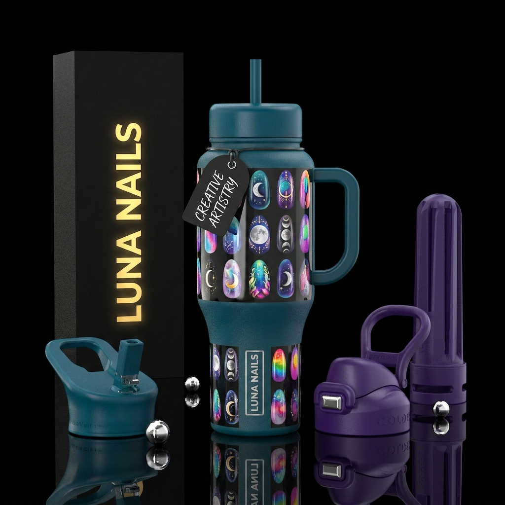 luna nails water bottle design