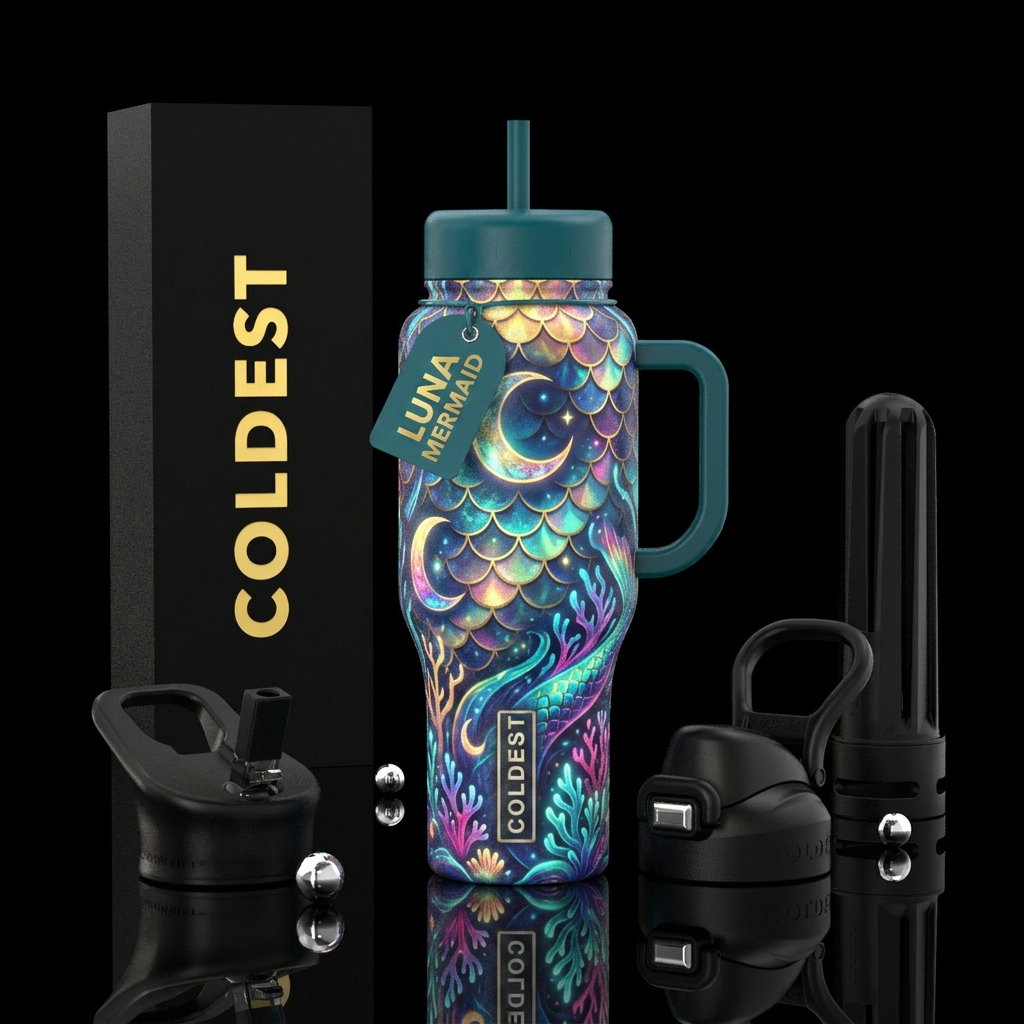 luna glowie mermaid water bottle design