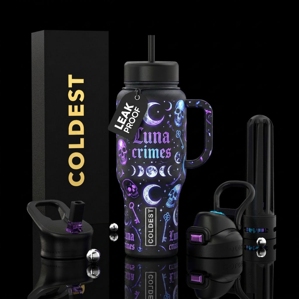 Luna crimes water bottle design