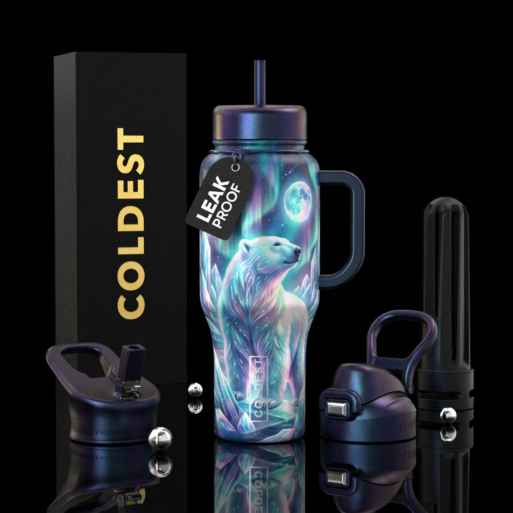 Luna polar bear water bottle design
