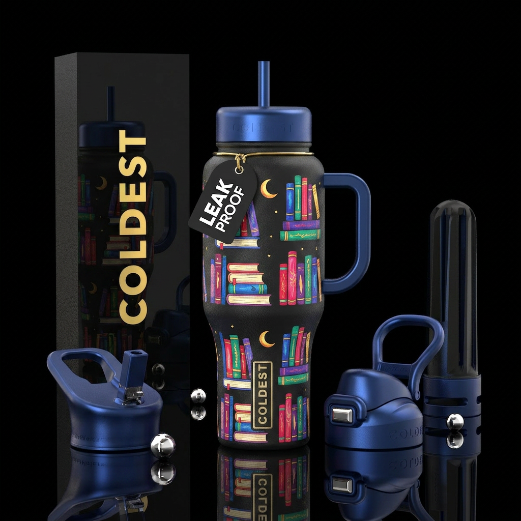 Luna books water bottle design