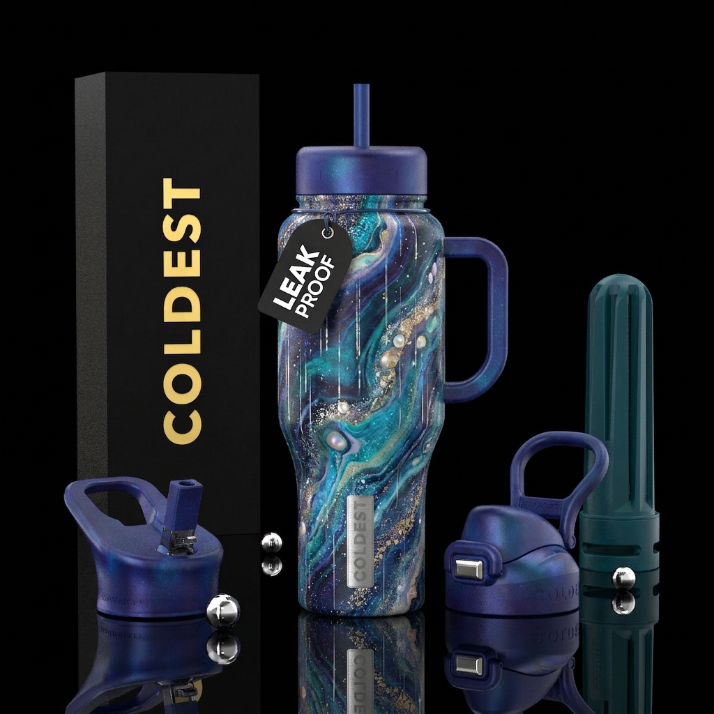 luna marble rain water bottle design