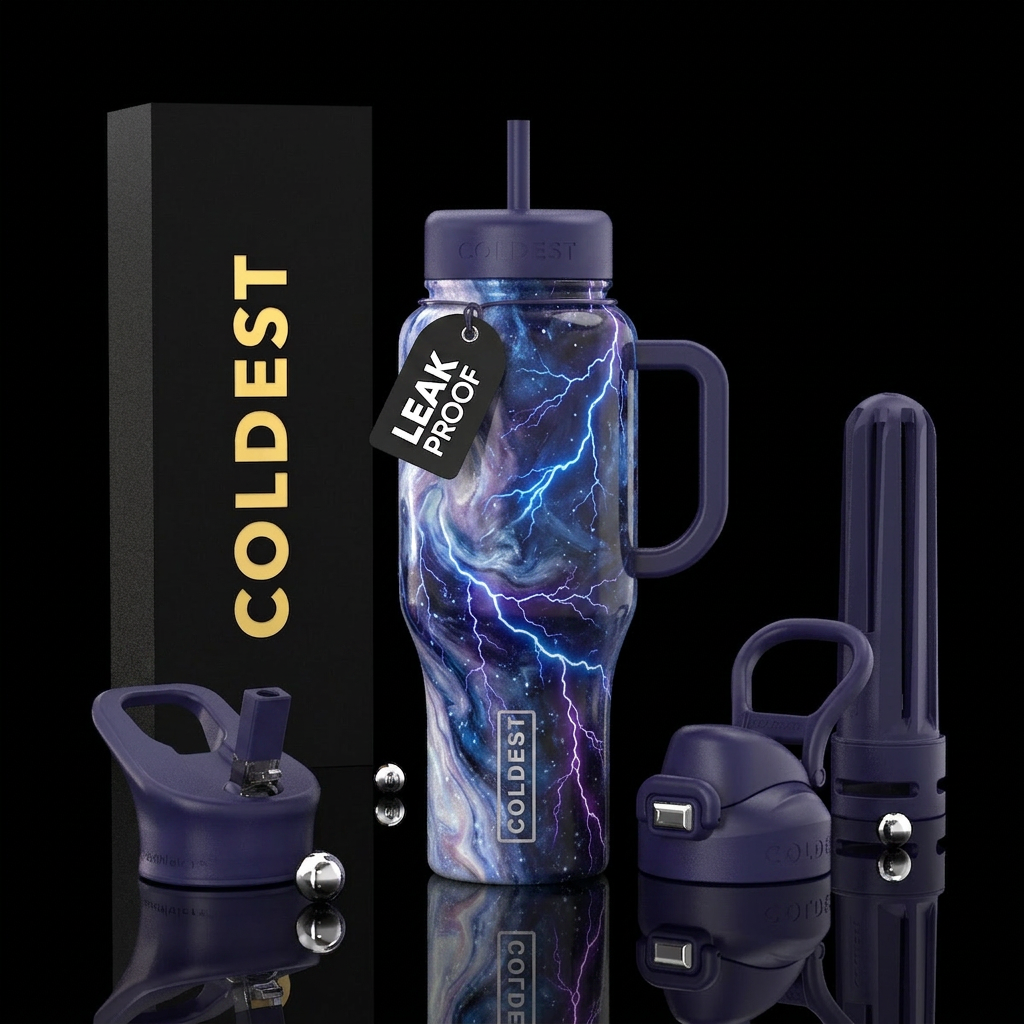 luna marble lightning strikes water bottle design