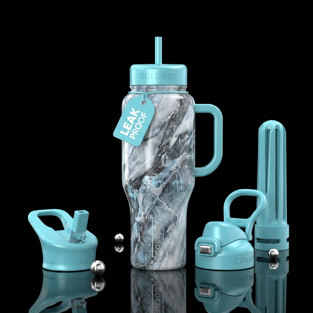 luna marble snowstorm water bottle design