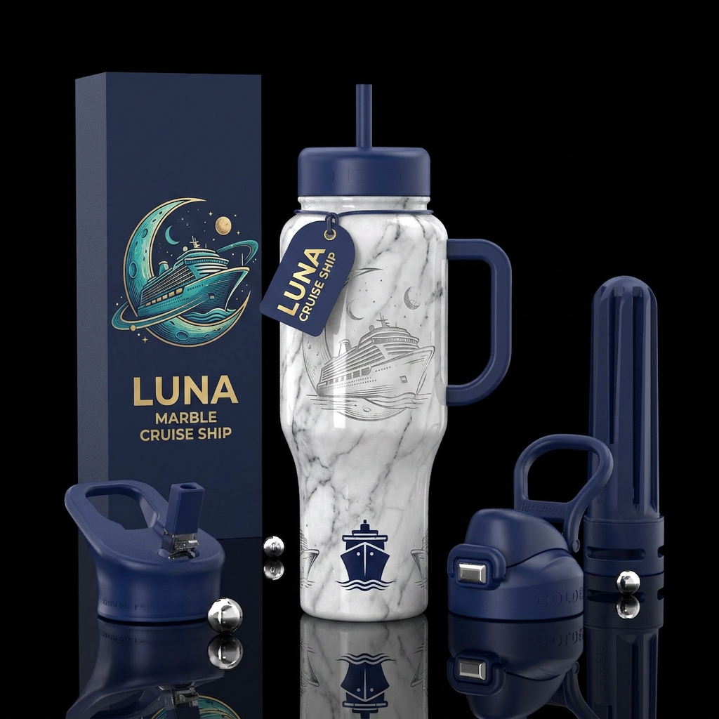 Luna marble cruise ship water bottle design