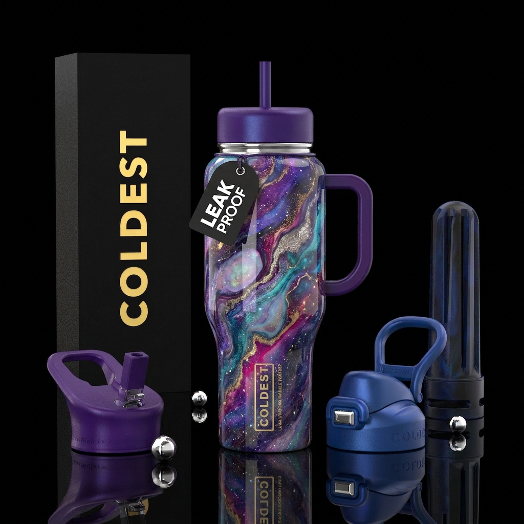 luna unicorn marble fantasy water bottle design