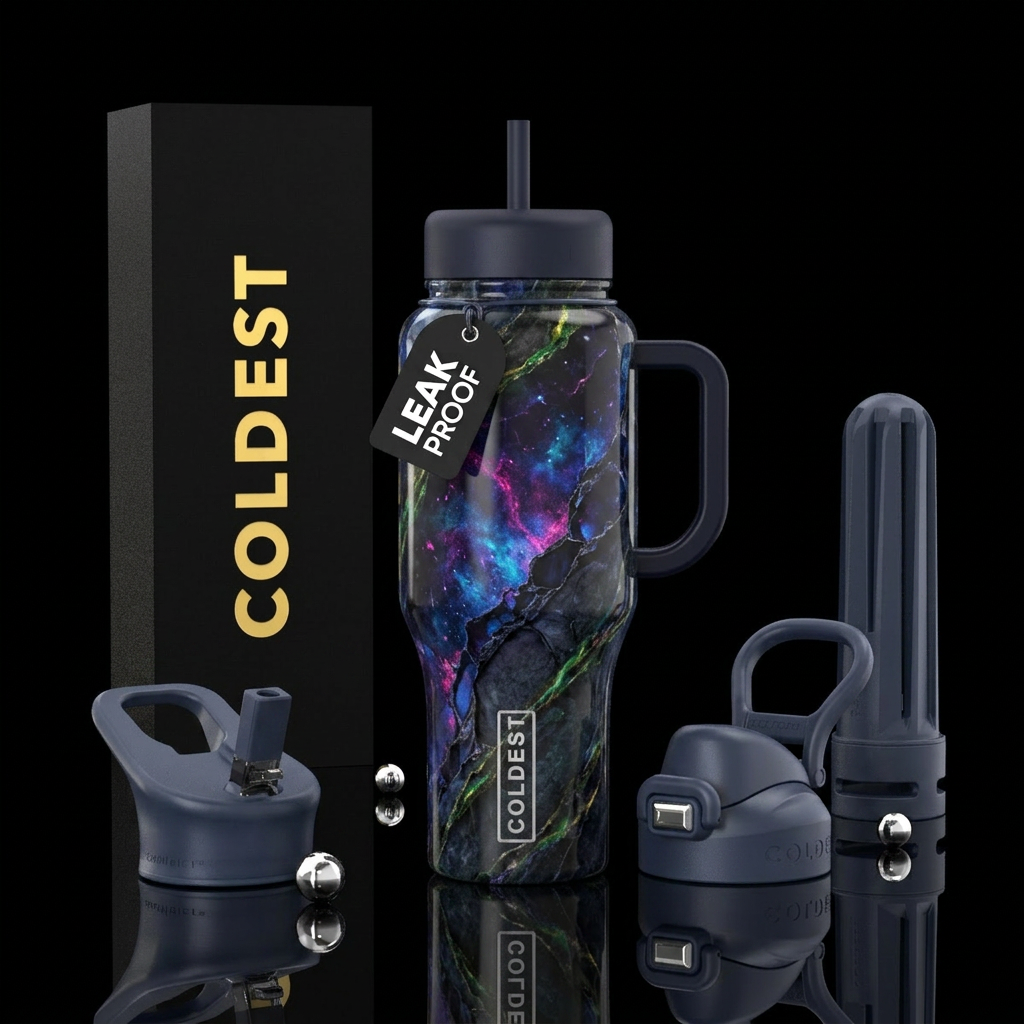 dark marble mystic water bottle design