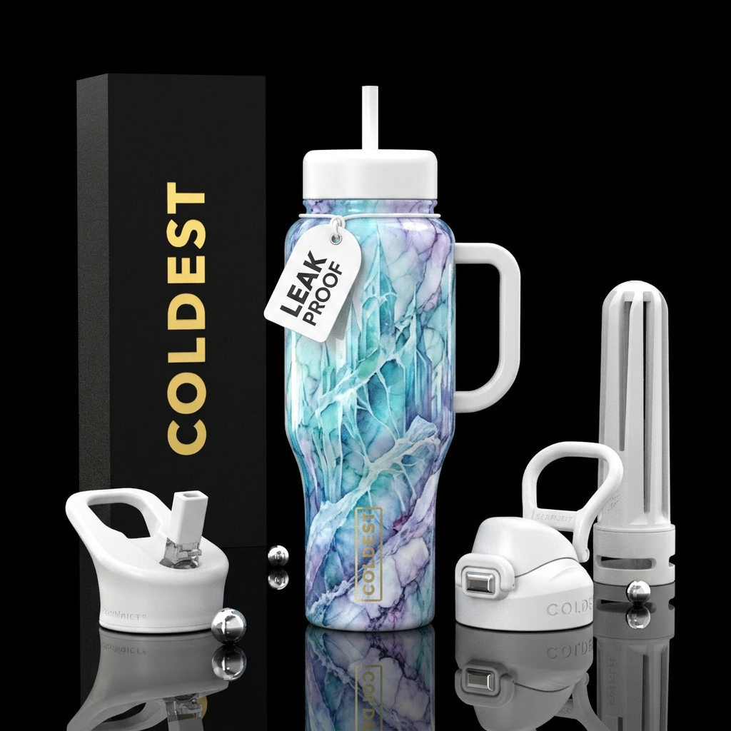 marble ice castle water bottle design