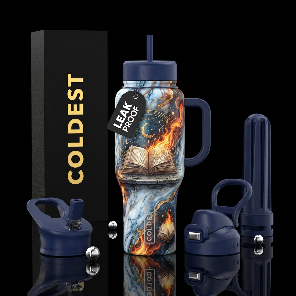 marble fire luna book magic water bottle design