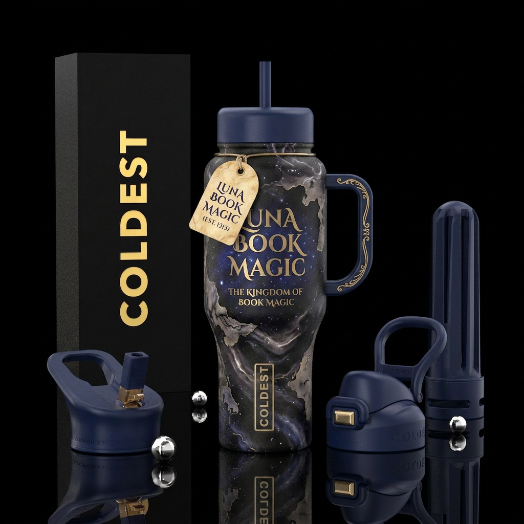 marble luna book magic water bottle design