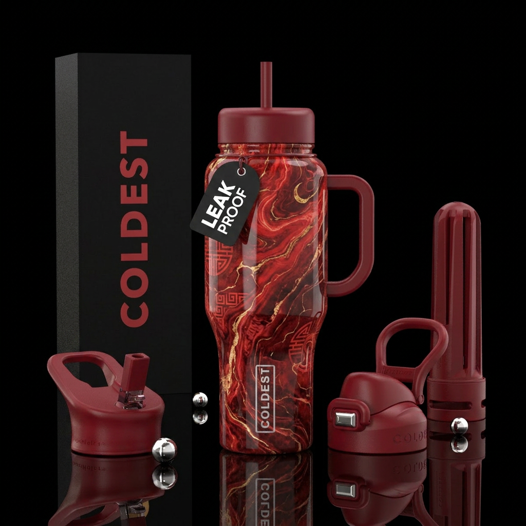 marble red luna chinese water bottle design