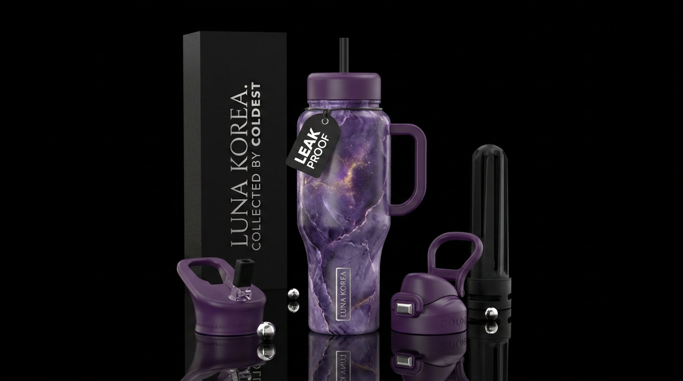 marble luna purple korea water bottle design