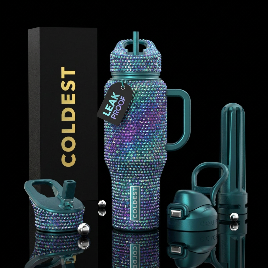 luna mermaid crystals water bottle design