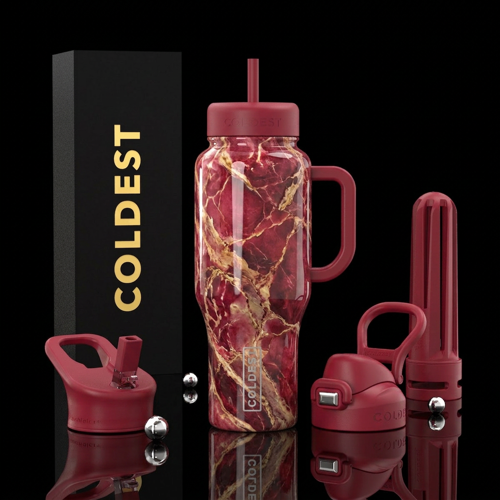 marble cranberry water bottle design