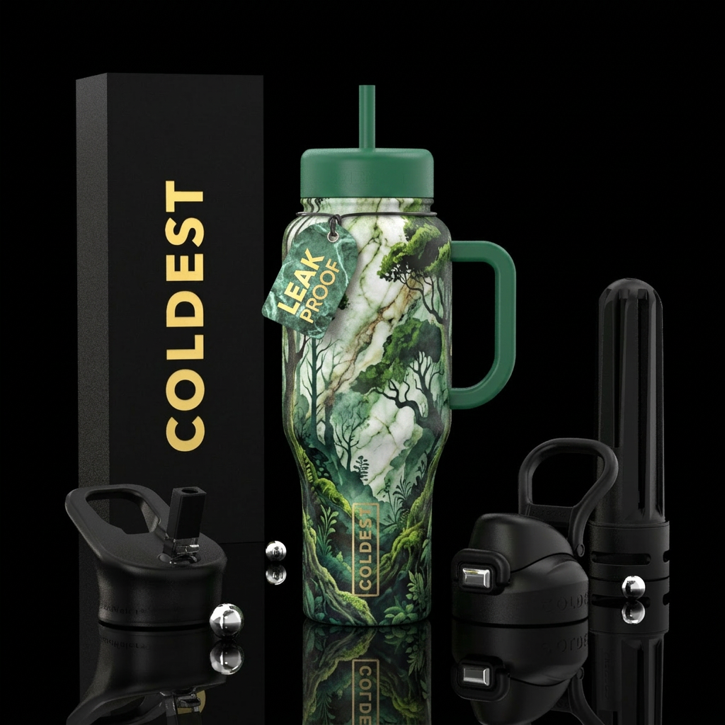 marble forest water bottle design