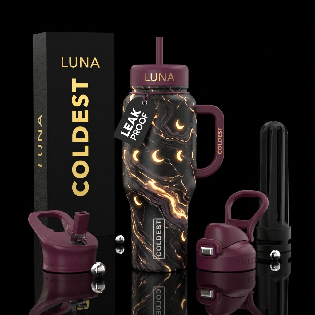 marble fireflies luna water bottle design