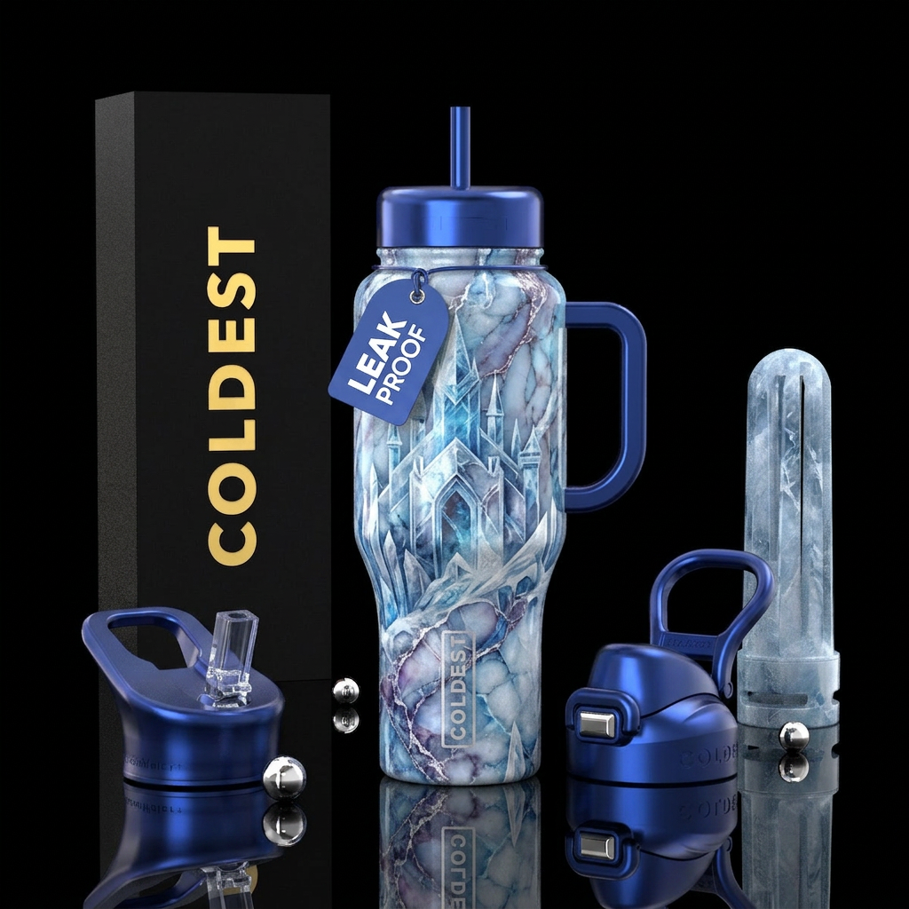 marble ice castle water bottle design
