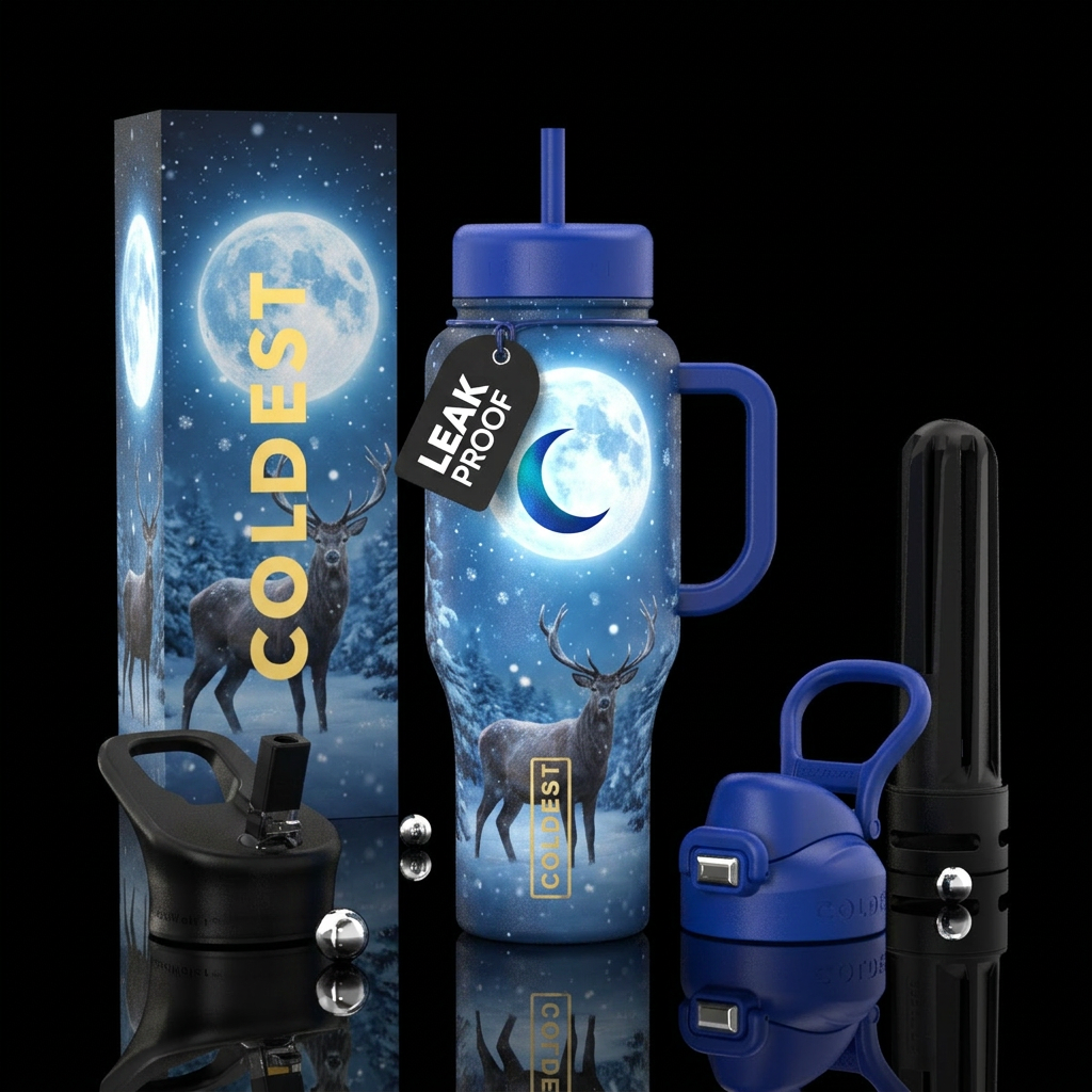 luna deer snow water bottle design