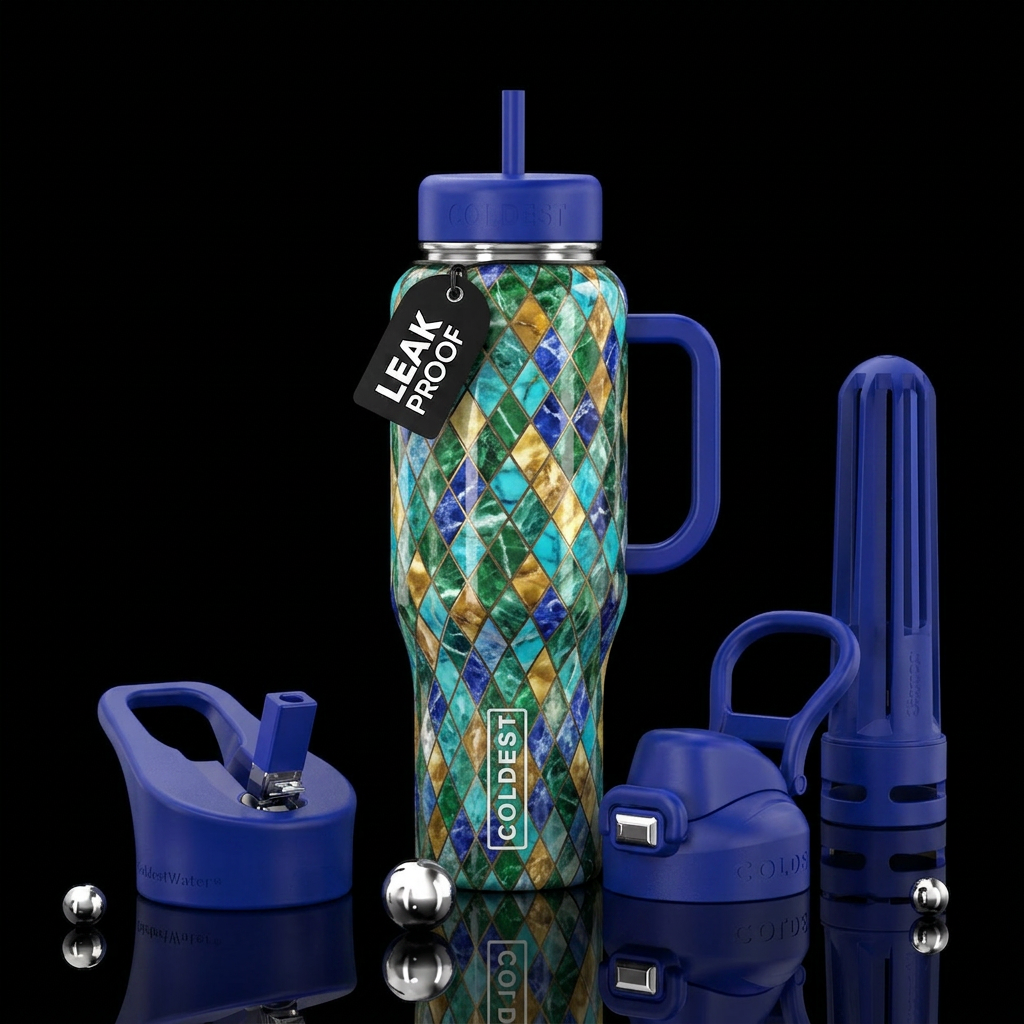 marble diamonds water bottle design