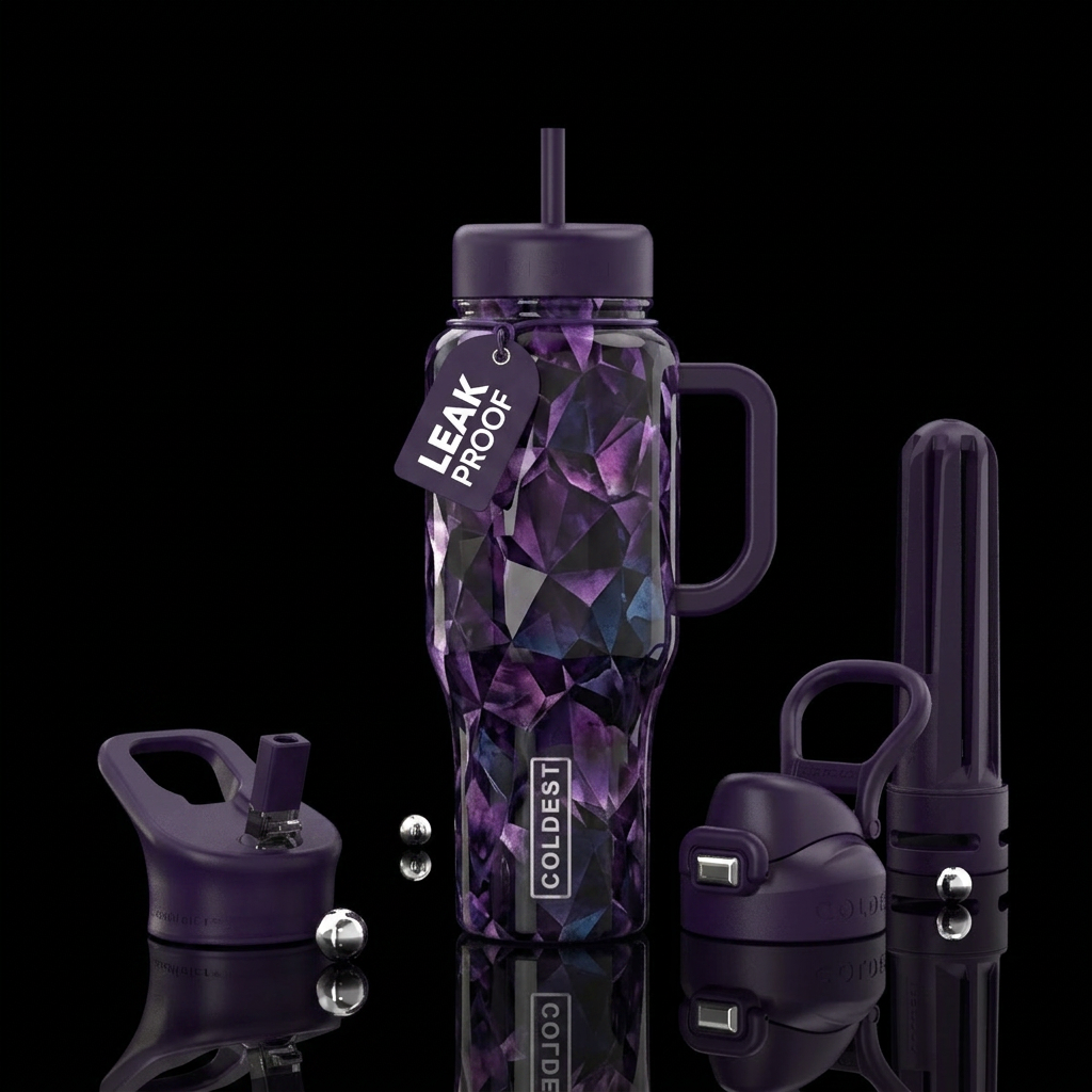 dark mood, gemstone water bottle design