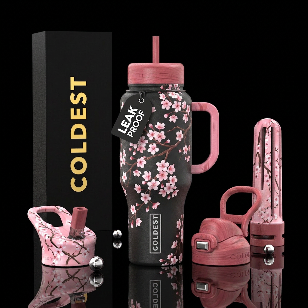 cherry blossom water bottle design