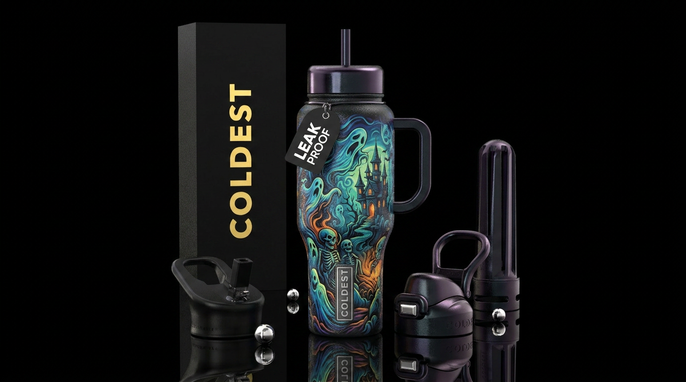 scary, haunted water bottle design