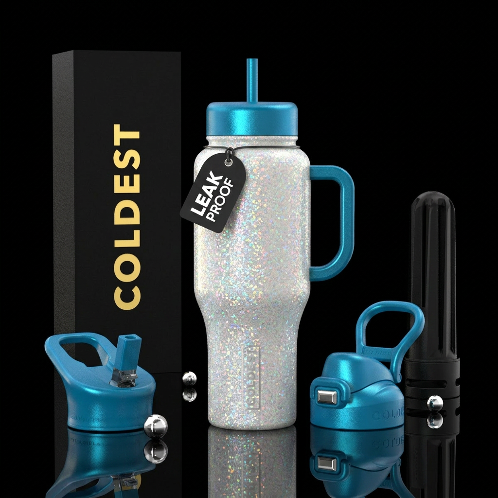 Moon beam glitter water bottle design