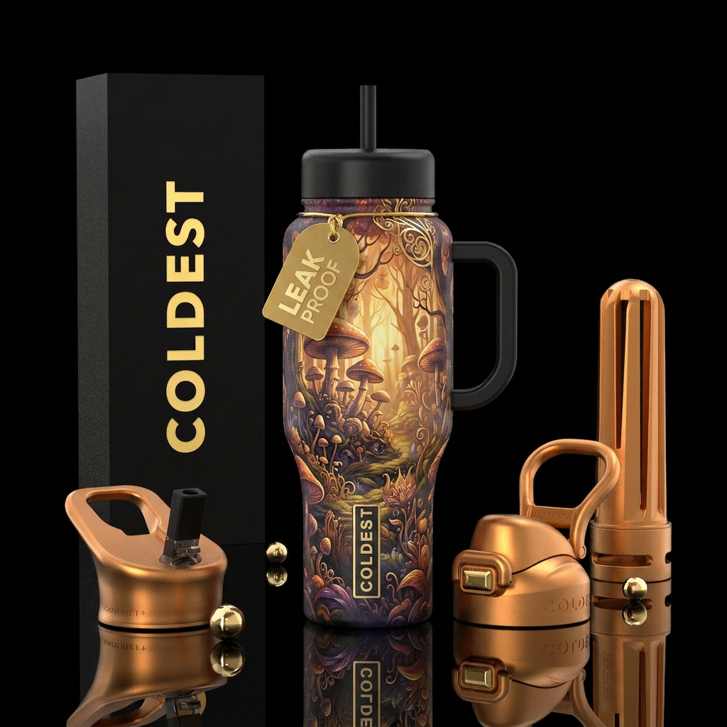 golden hour, wonderland water bottle design