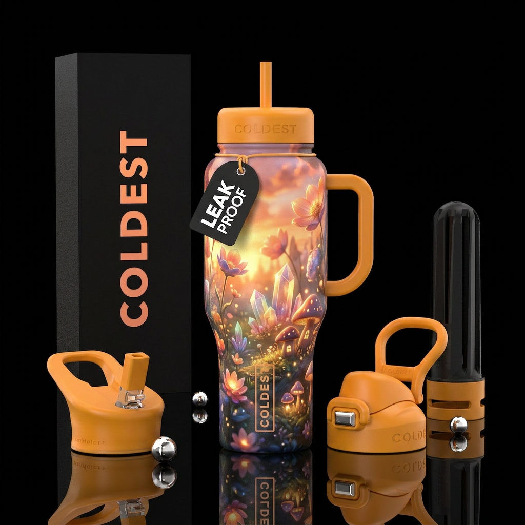 golden hour, wonderland water bottle design