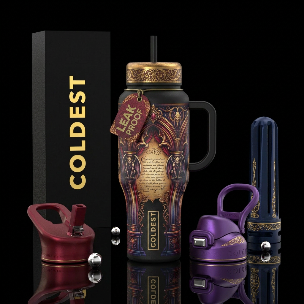 gothic, opera water bottle design
