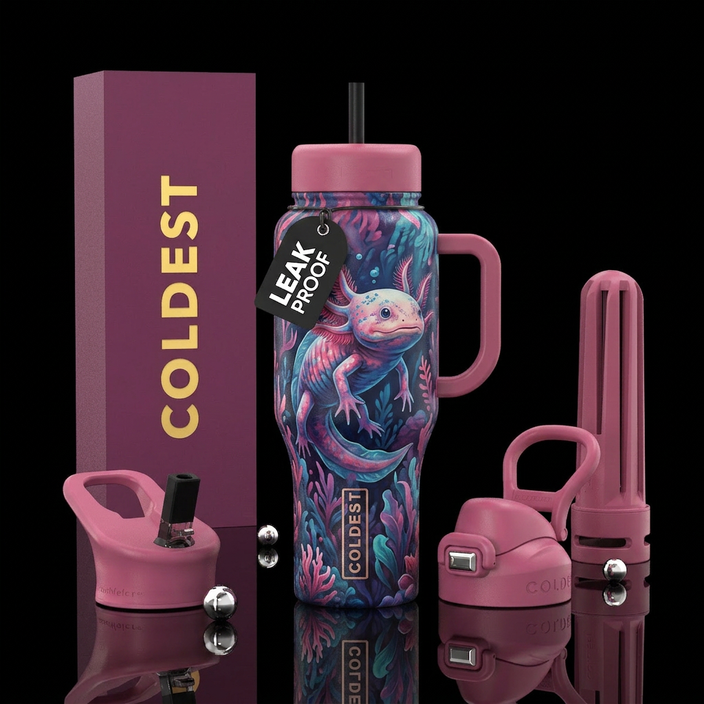 Axolotl water bottle design