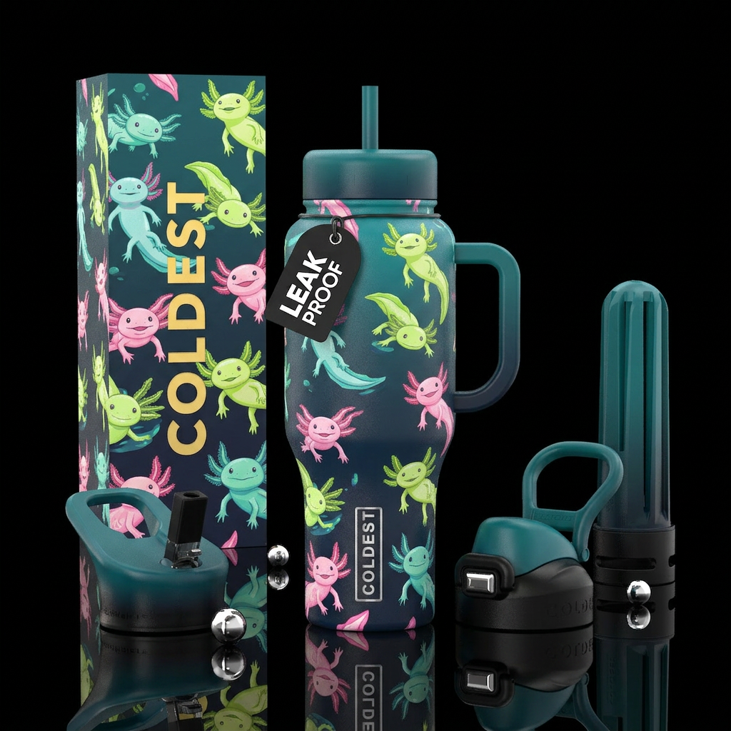 Axolotl water bottle design