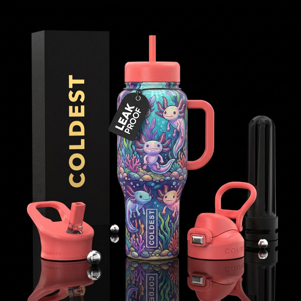 Axolotl water bottle design
