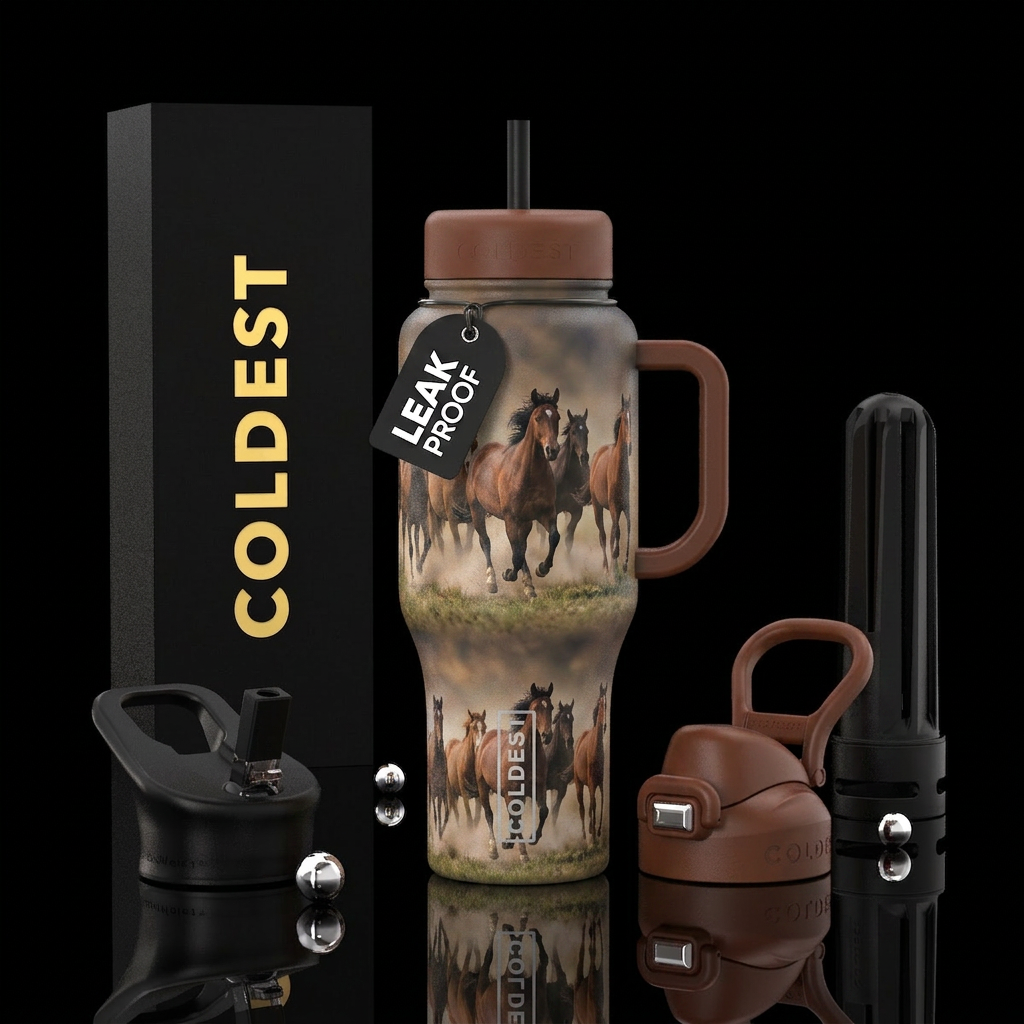 Wild horses water bottle design