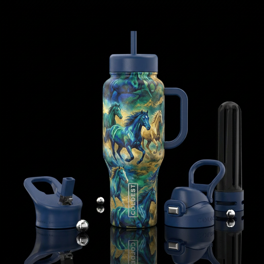 Wild horses water bottle design