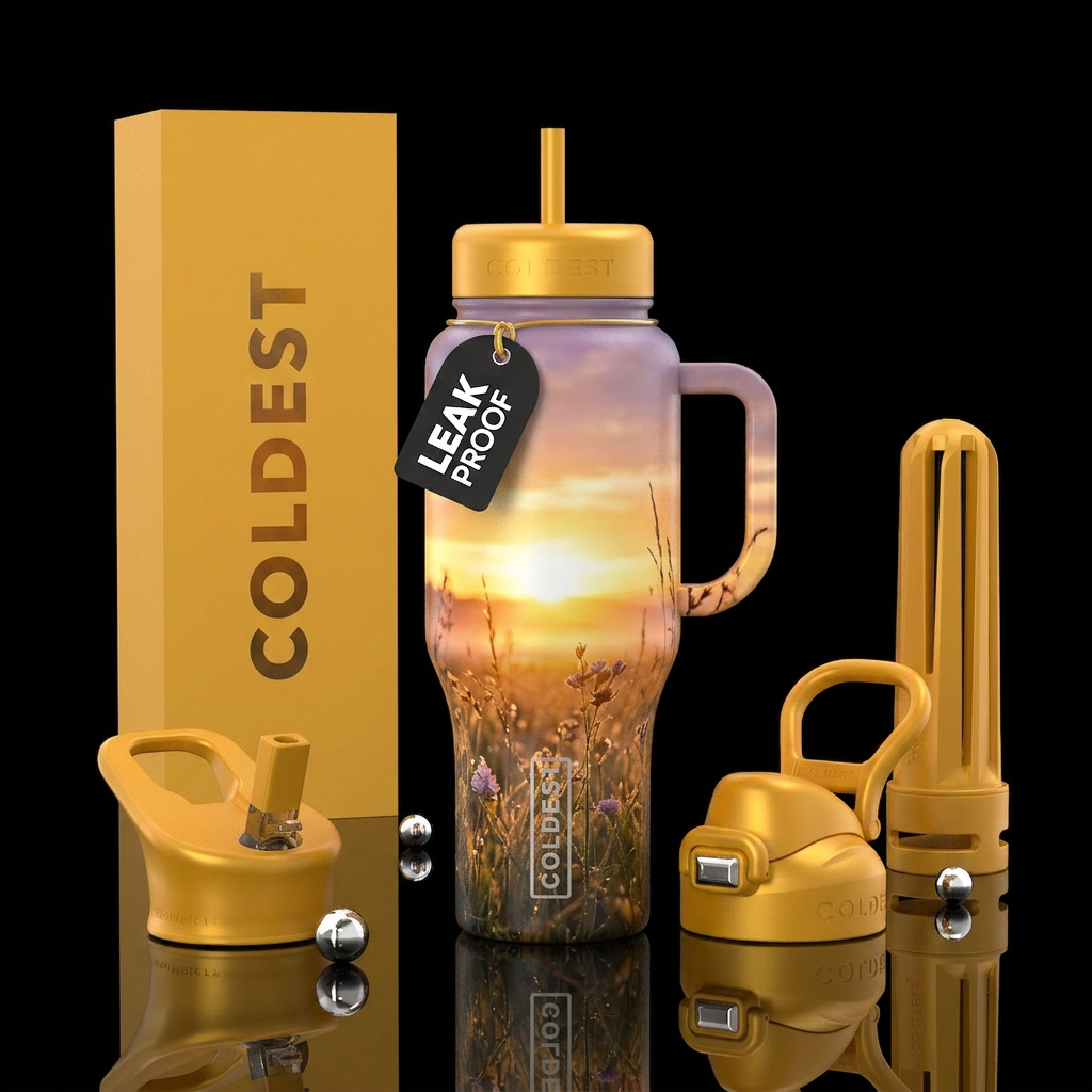 midsummer, sunrise water bottle design