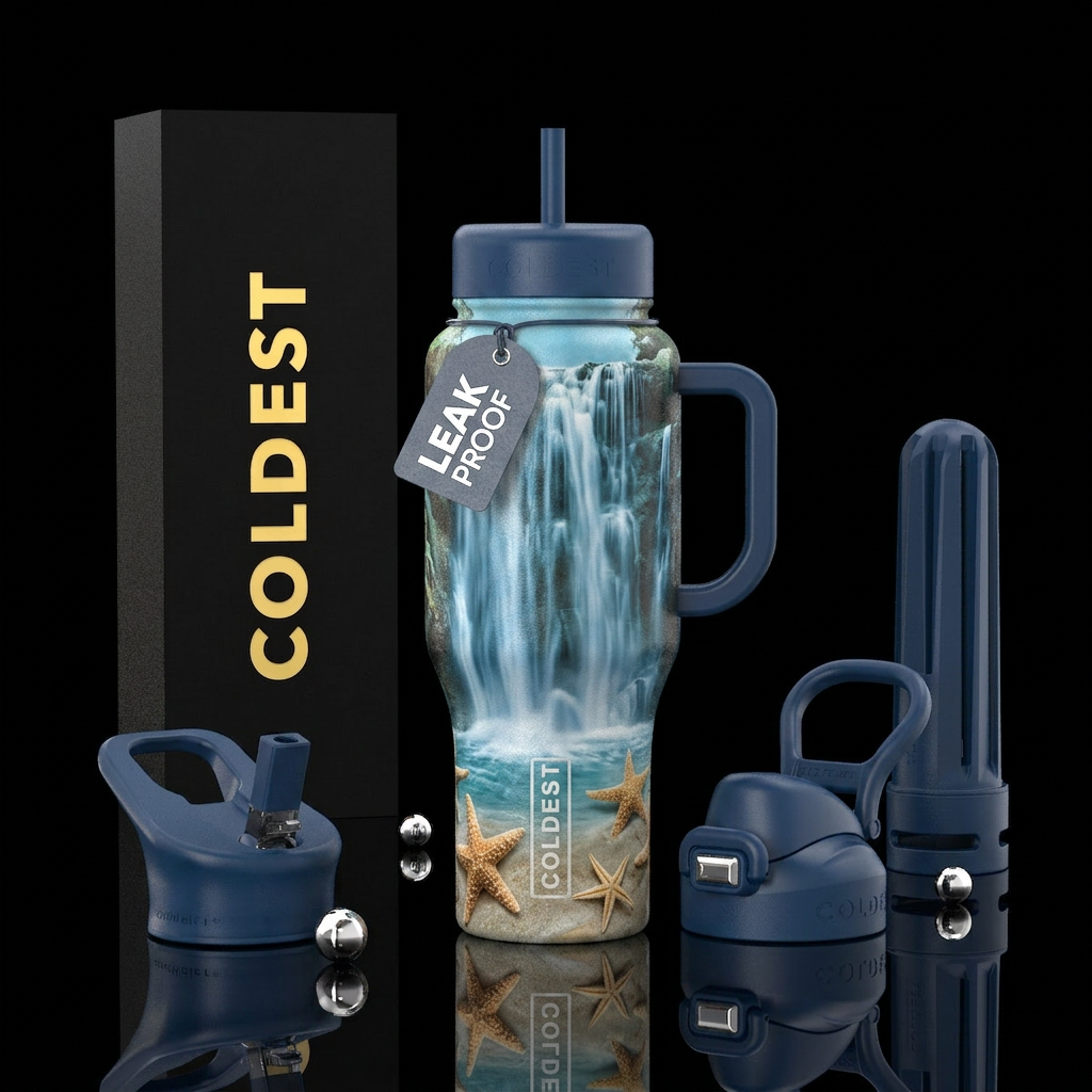 waterfall, starfish water bottle design